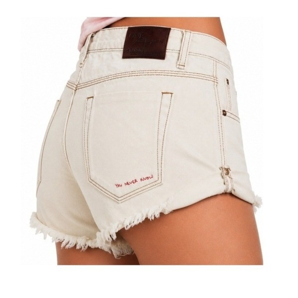 One Teaspoon Womens 30 Bandit You Never Know Embroidered Pocket Denim Shorts